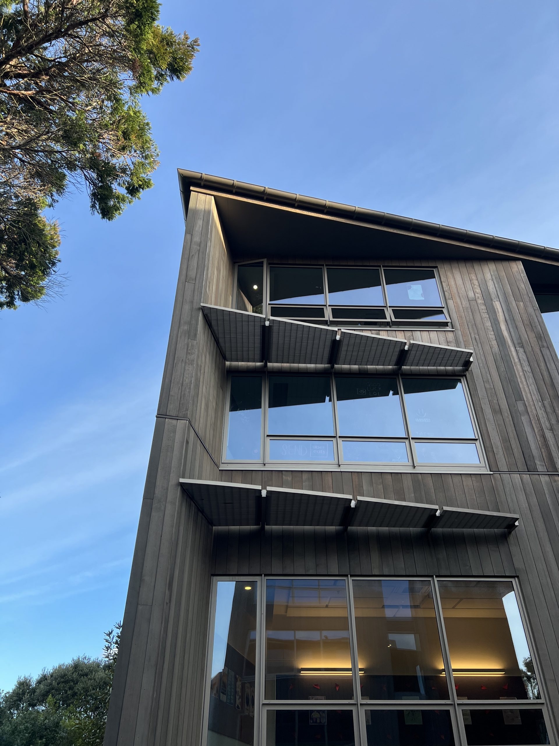 Flat grating material was used for the shading system