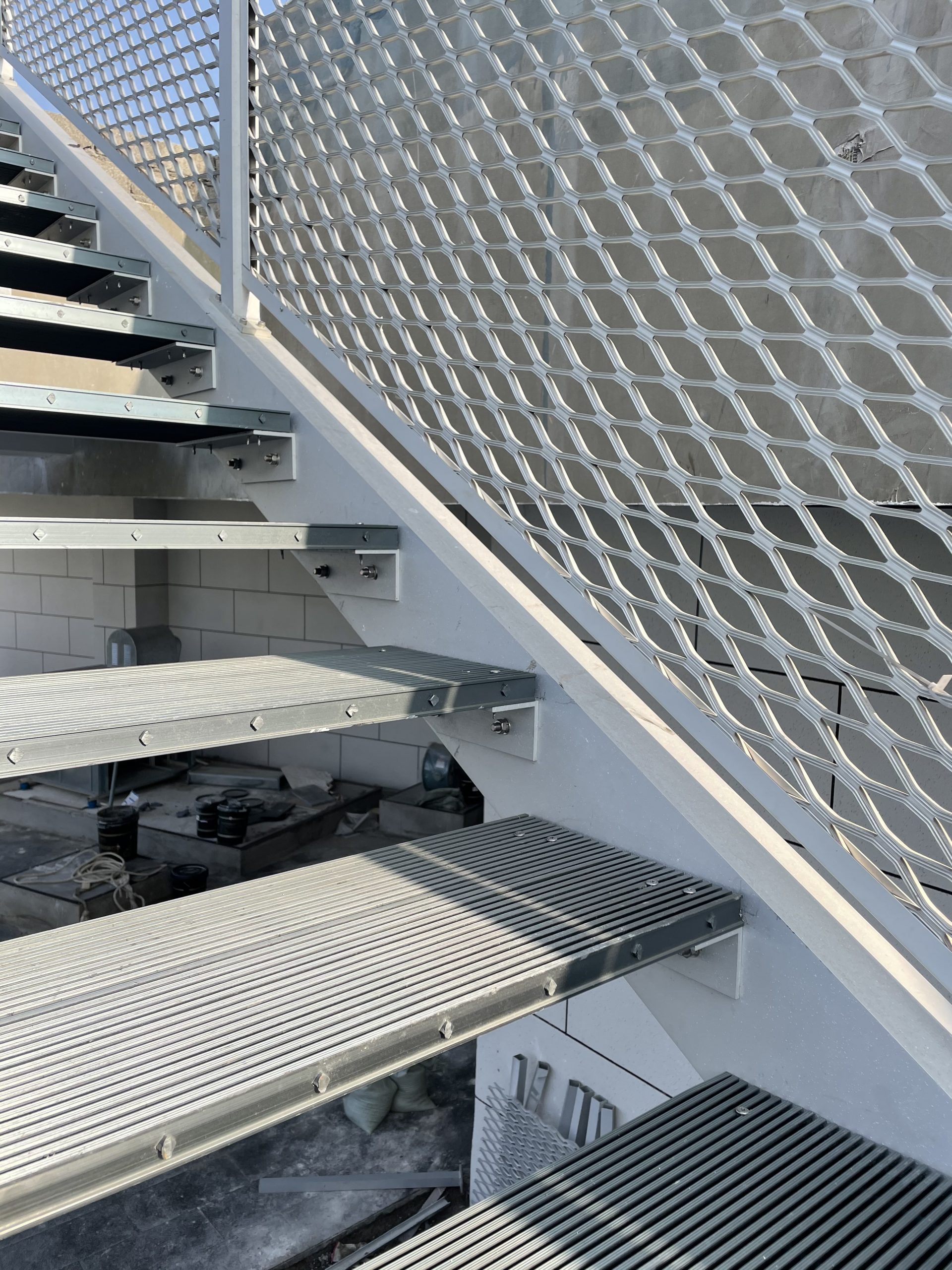 side of metal stair treads